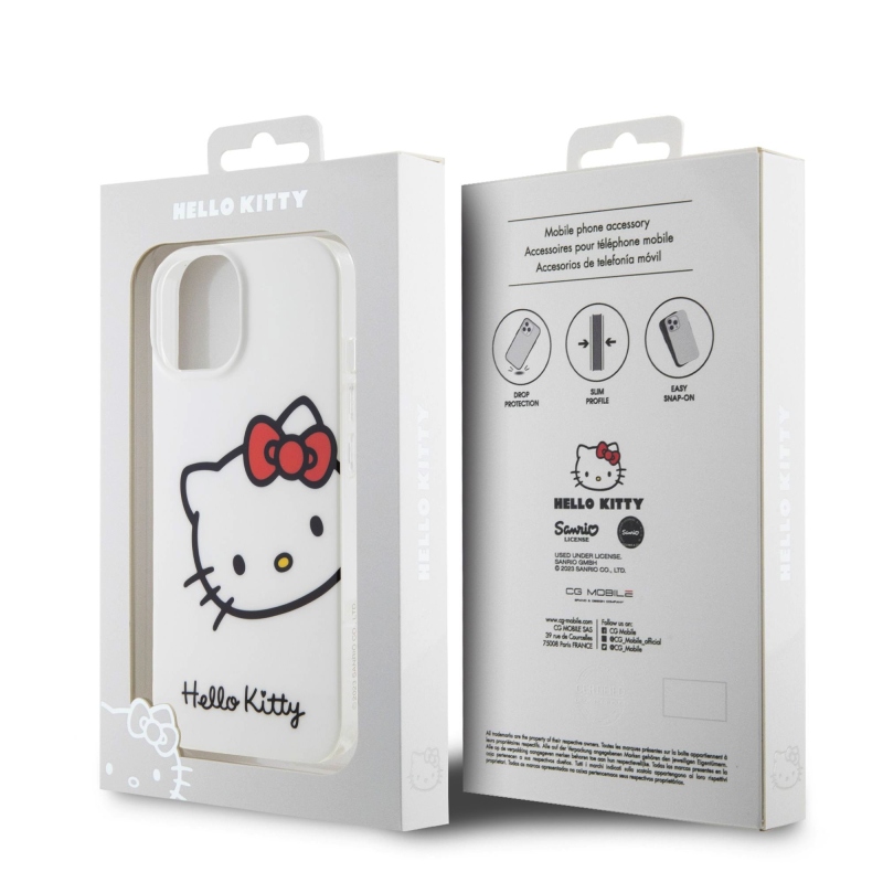 Hello Kitty IML Head Logo Zadný Kryt pre iPhone 15 White