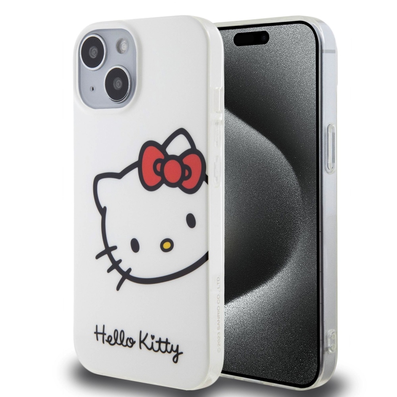 Hello Kitty IML Head Logo Zadný Kryt pre iPhone 15 White