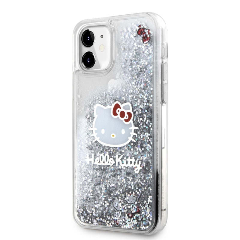 Hello Kitty Liquid Glitter Electroplating Head Logo Zadný Kryt pre iPhone 11 - priehľadný