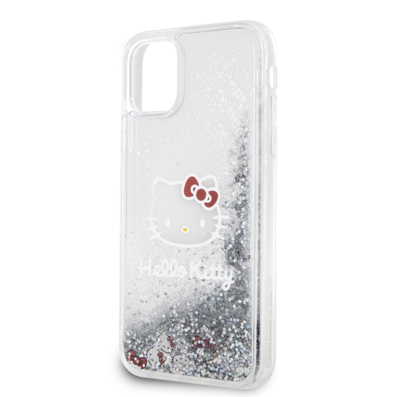 Hello Kitty Liquid Glitter Electroplating Head Logo Zadný Kryt pre iPhone 11 - priehľadný