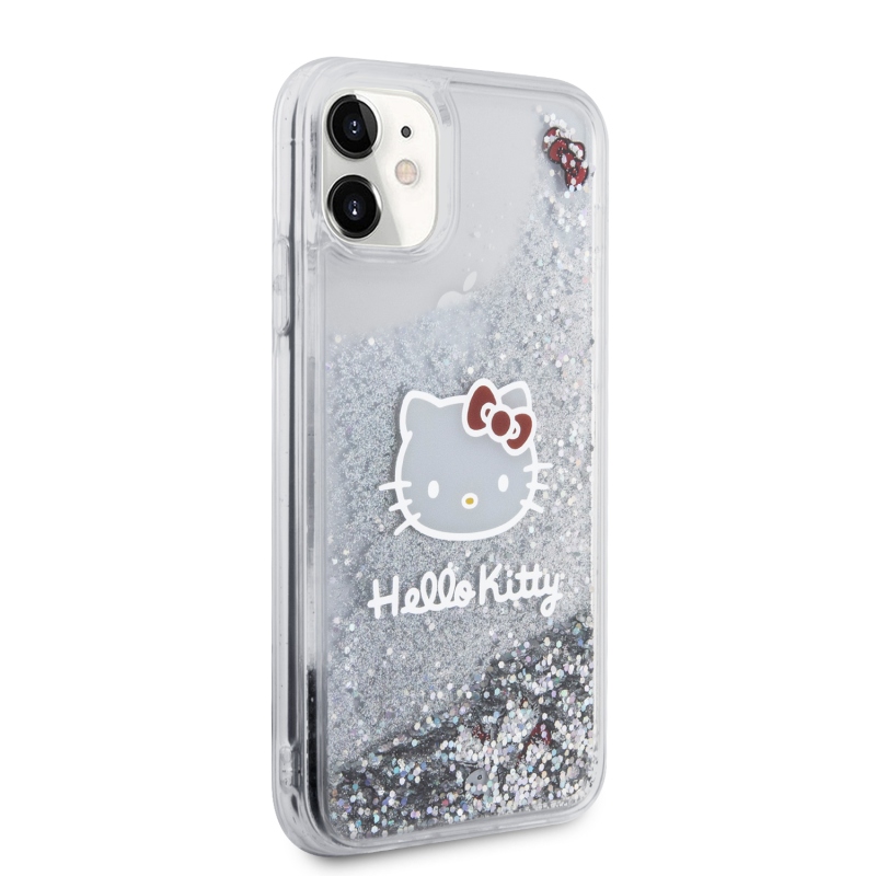 Hello Kitty Liquid Glitter Electroplating Head Logo Zadný Kryt pre iPhone 11 - priehľadný