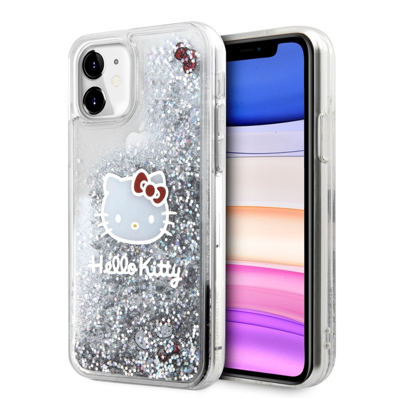 Hello Kitty Liquid Glitter Electroplating Head Logo Zadný Kryt pre iPhone 11 - priehľadný