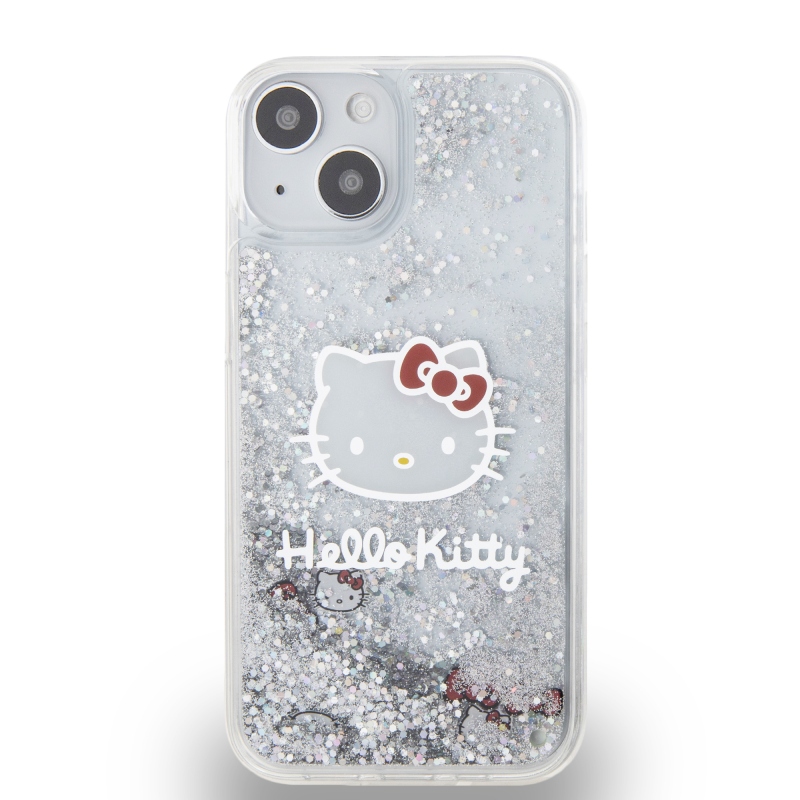 Hello Kitty Liquid Glitter Electroplating Head Logo Zadný Kryt pre iPhone 13 - priehľadný