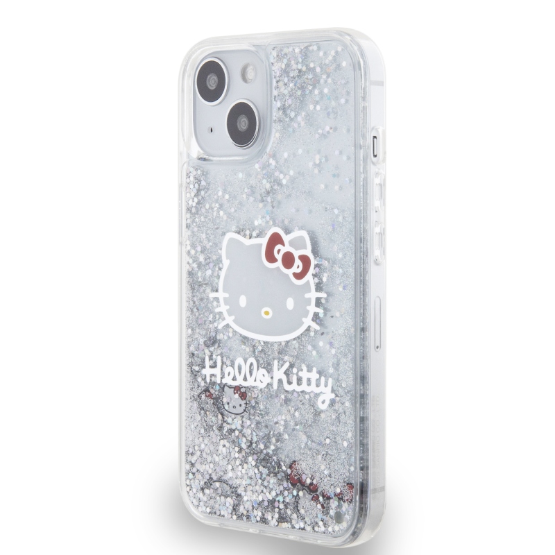 Hello Kitty Liquid Glitter Electroplating Head Logo Zadný Kryt pre iPhone 13 - priehľadný