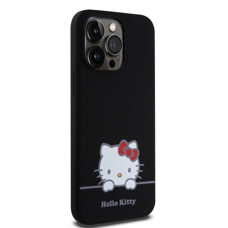 Hello Kitty Liquid Silicone Daydreaming Logo Zadný Kryt pre iPhone 15 Pro Max Black