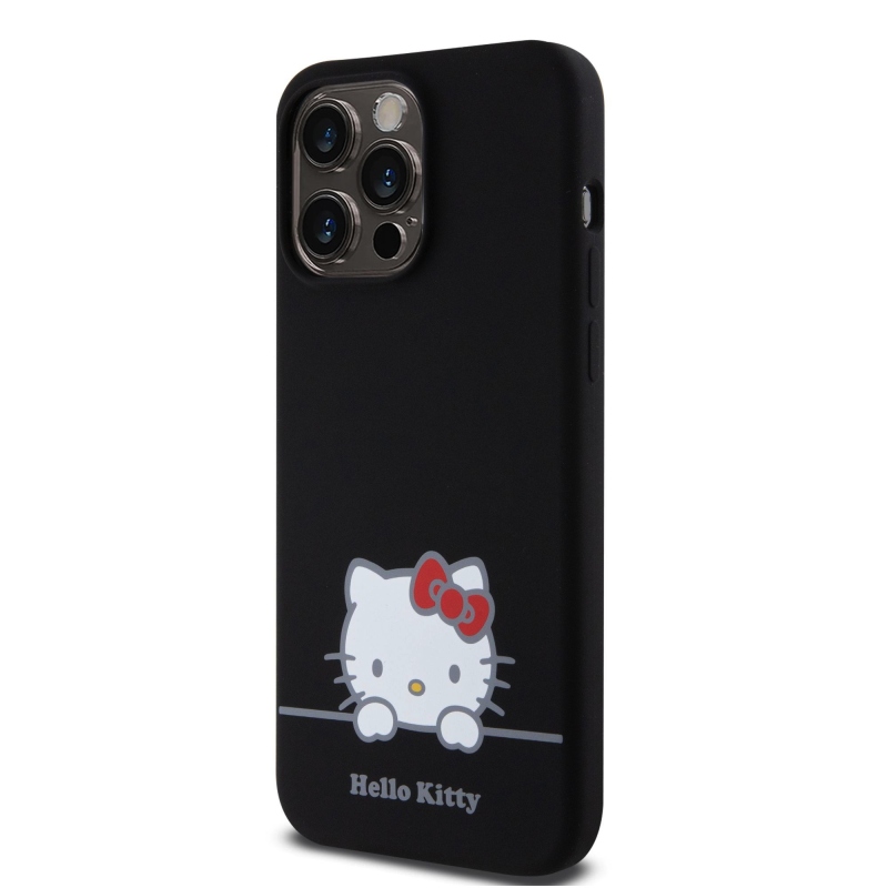 Hello Kitty Liquid Silicone Daydreaming Logo Zadný Kryt pre iPhone 15 Pro Max Black