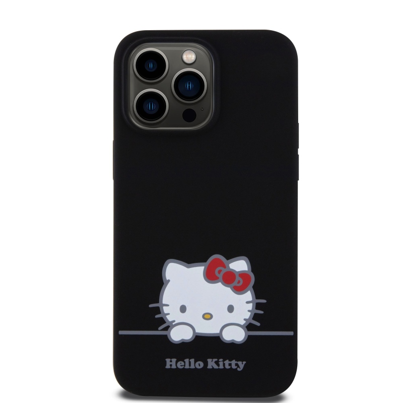 Hello Kitty Liquid Silicone Daydreaming Logo Zadný Kryt pre iPhone 15 Pro Max Black