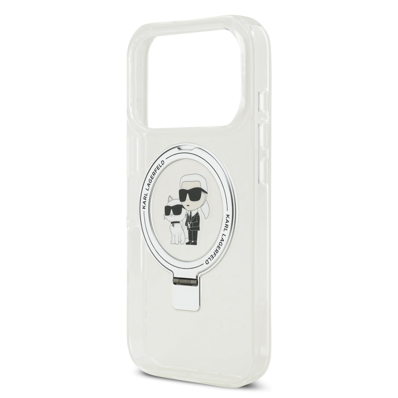 Karl Lagerfeld Ringstand Karl and Choupette MagSafe zadný kryt pre iPhone 17 Pro White