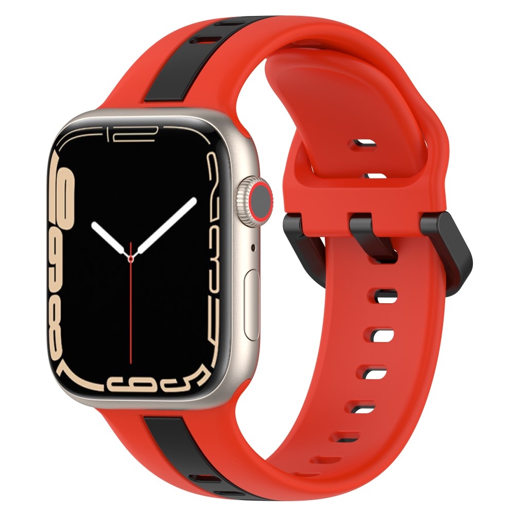 Strap silikónový remienok na Apple Watch Ultra/Ultra 2 49mm/SE/SE 2022/2023 44mm/9/8/7 45mm/6/5/4 44mm/3/2/1 42 mm - červený/čierny