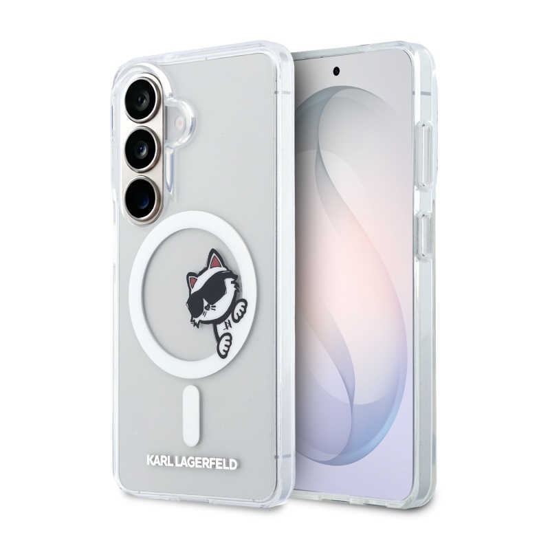 Karl Lagerfeld IML Choupette Peekaboo Logo Magnetický zadný kryt pre Samsung Galaxy S26+ Transparent