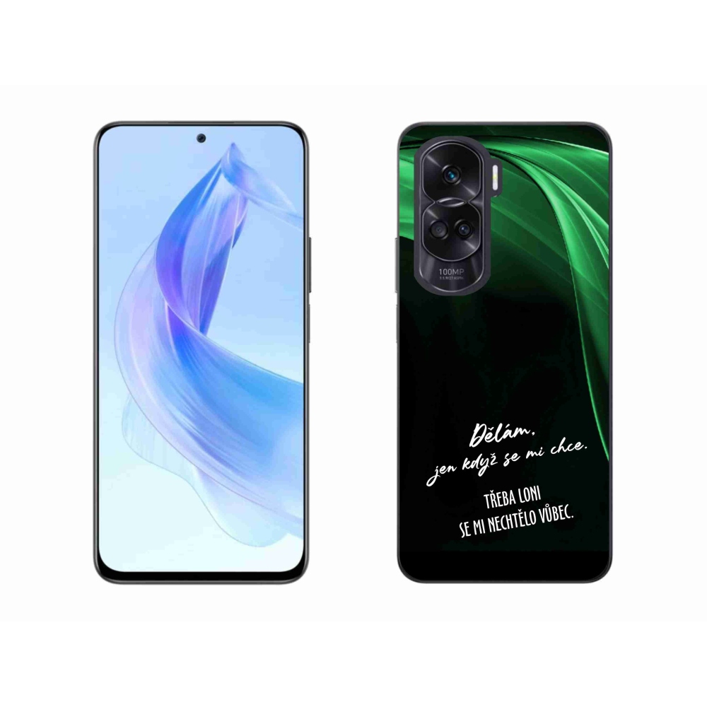 Gélový kryt mmCase na Honor 90 Lite - vtipný text 12 čierne pozadie