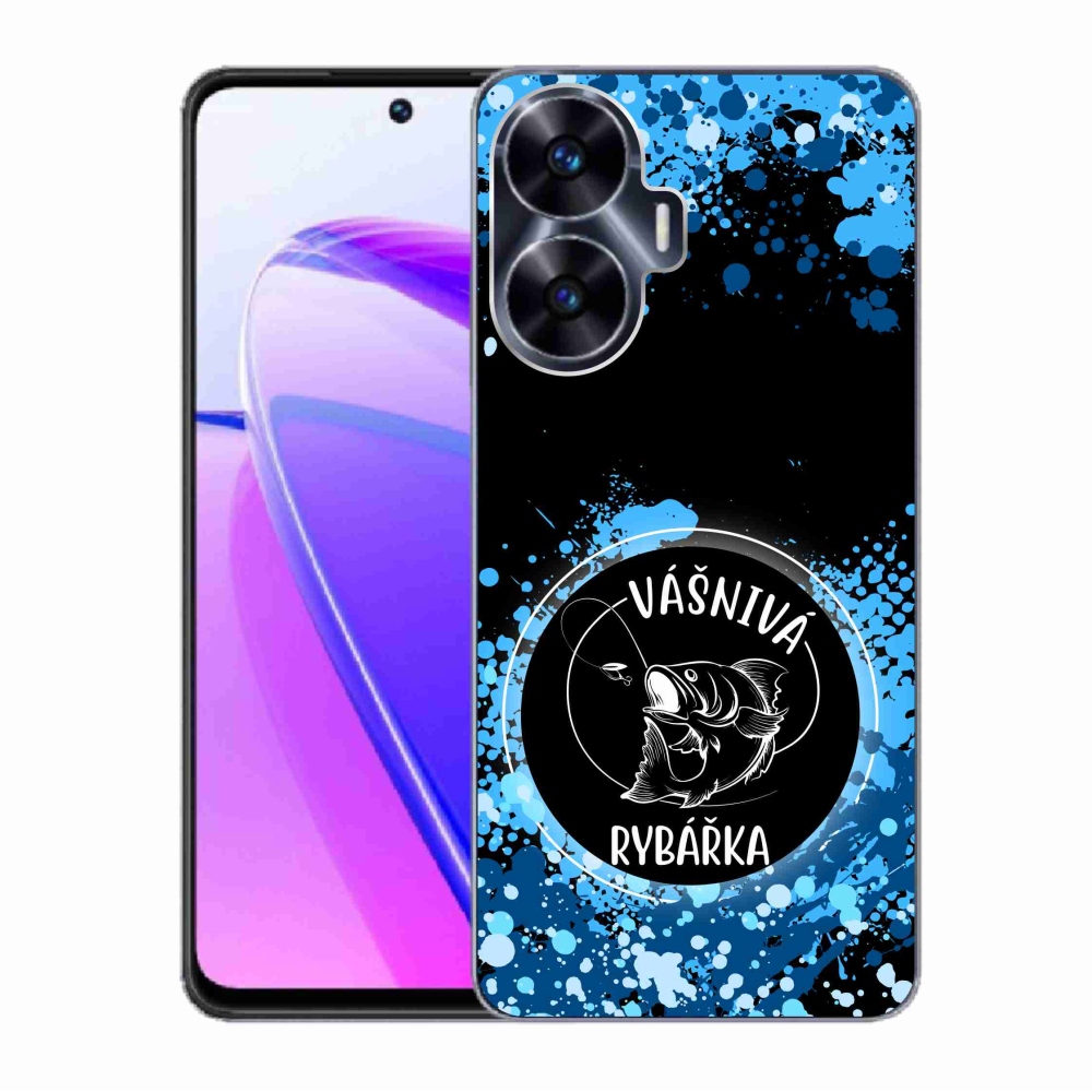 Gélový kryt mmCase na Realme C55 - vášnivá rybárka čierne pozadie