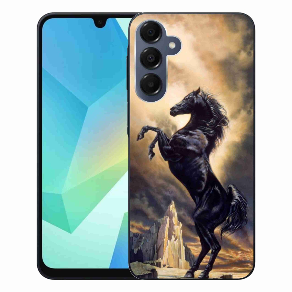 Gélový kryt mmCase na Samsung Galaxy A16 4G/5G - čierny kreslený kôň