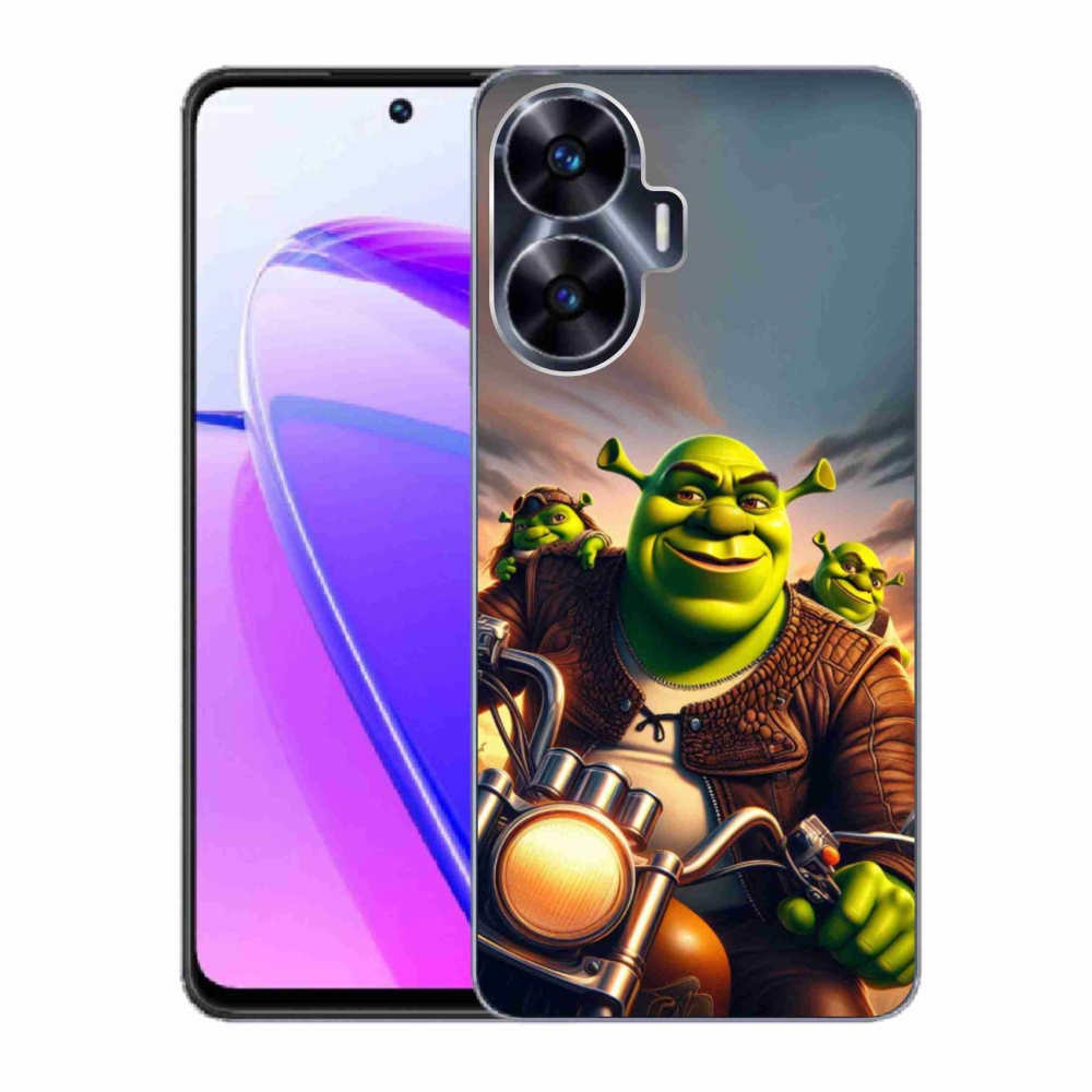 Gélový kryt mmCase na Realme C55 - shrek na motorke