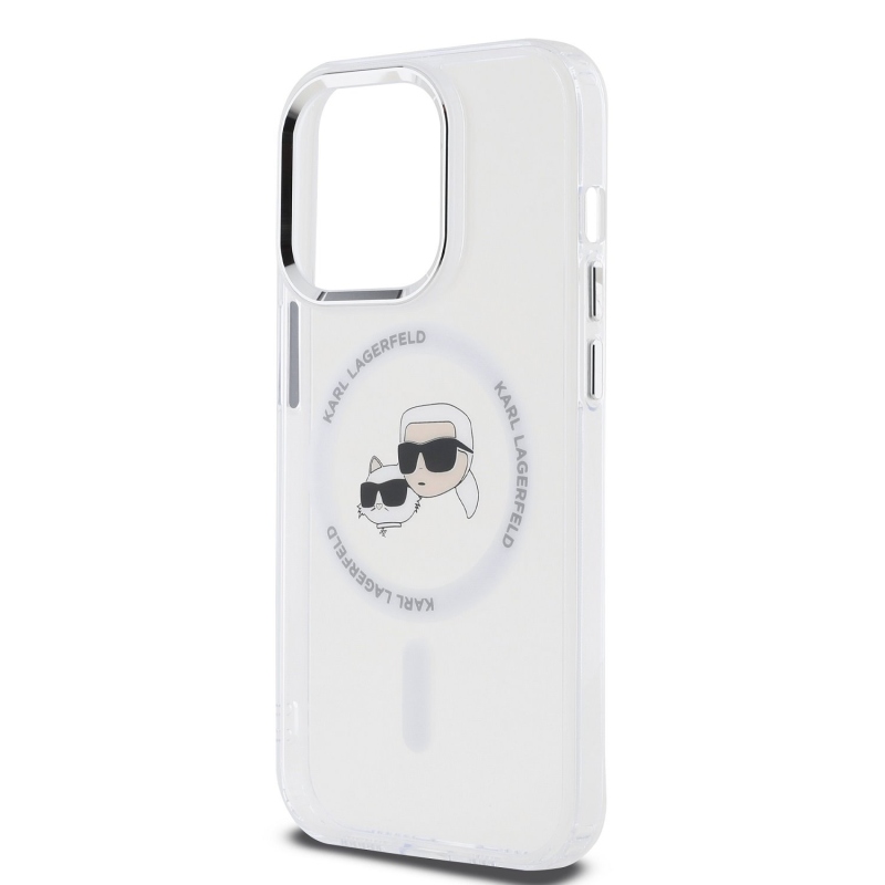 Karl Lagerfeld IML K&CH Heads Metal Frame MagSafe Zadný Kryt pre iPhone 15 Pro Max Transparent