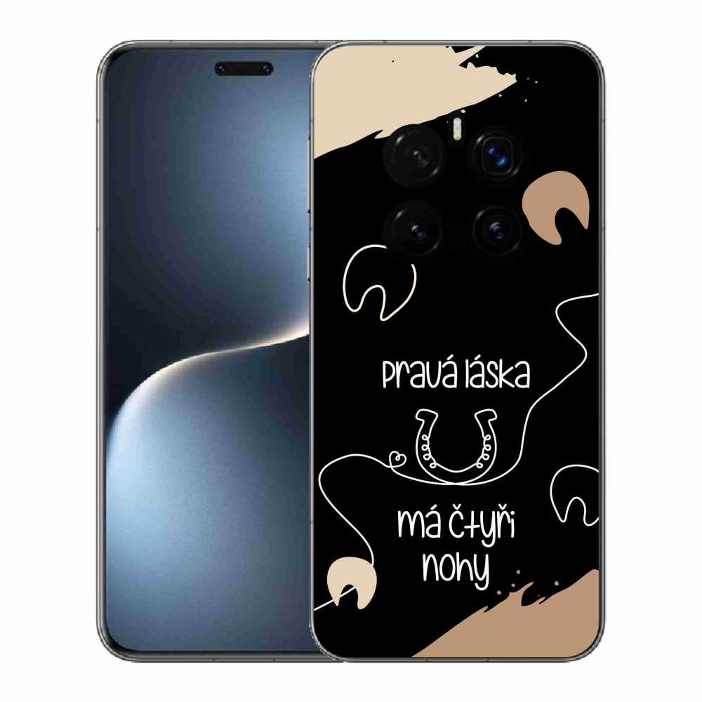 Gélový kryt mmCase na Honor Magic 7 Pro 5G - konský motív čierne pozadie
