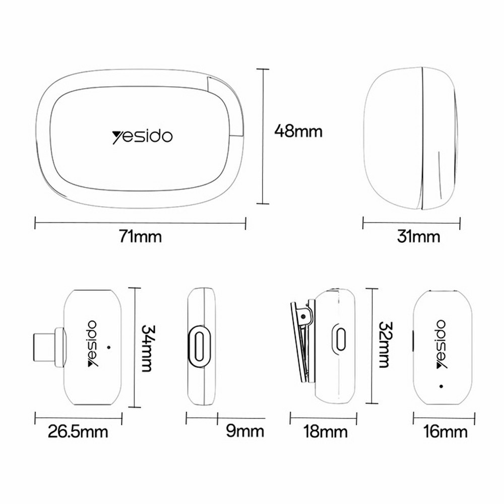 Yesido KR22 bezdrôtový klopový mikrofón s AI redukciou šumu USB-C