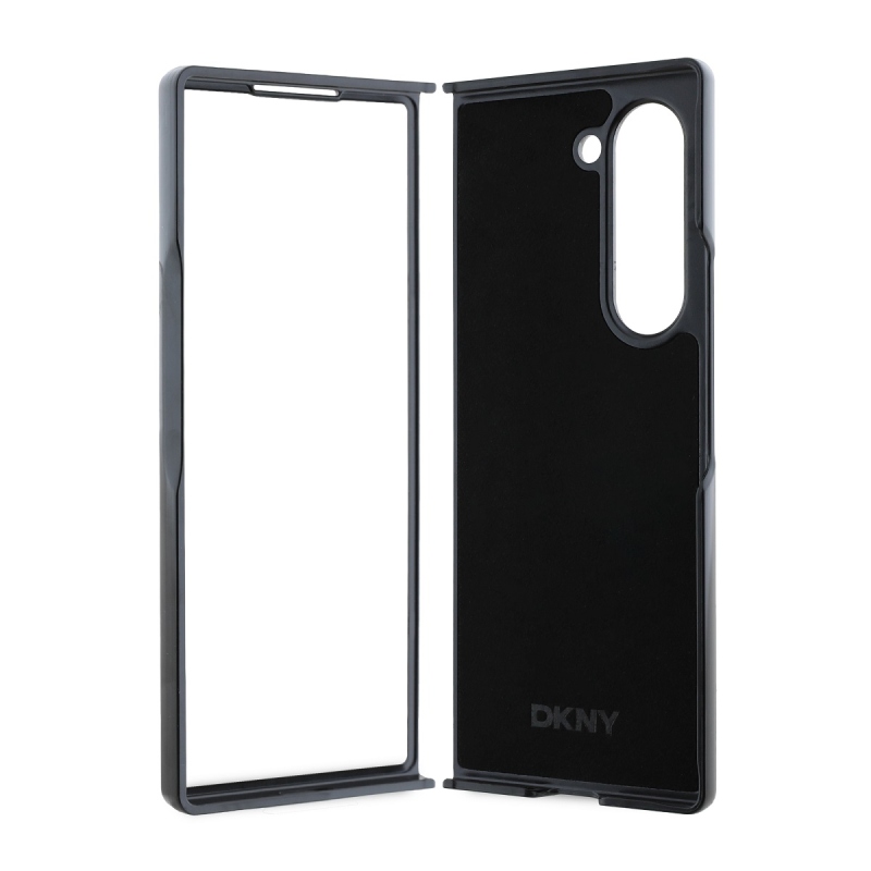 DKNY PU Leather Checkered Pattern and Stripe Zadný Kryt pre Samsung Galaxy Z Fold 6 Black