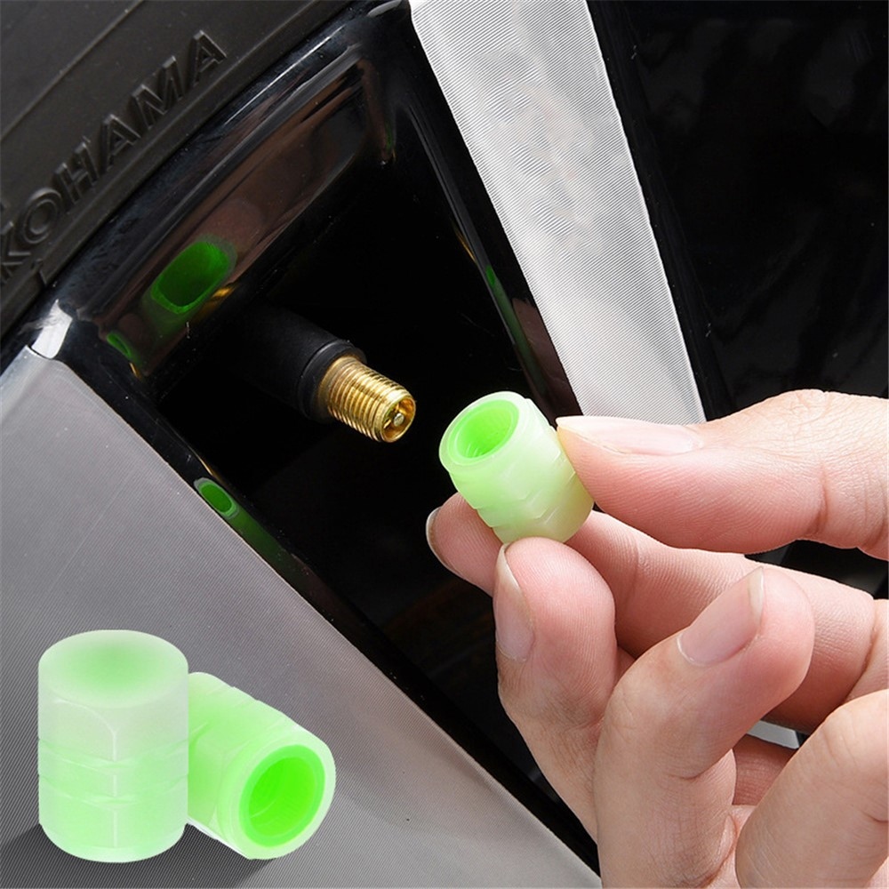 Svietiace krytky ventilov kolies pre auto, motorku a bicykel - 4 ks