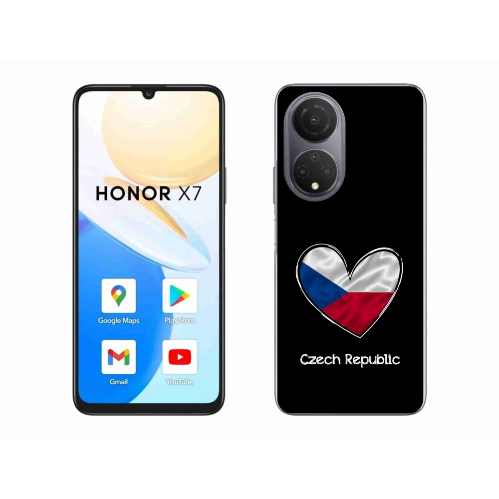 Gélový kryt mmCase na Honor X7 - vlajka srdca čierne pozadie