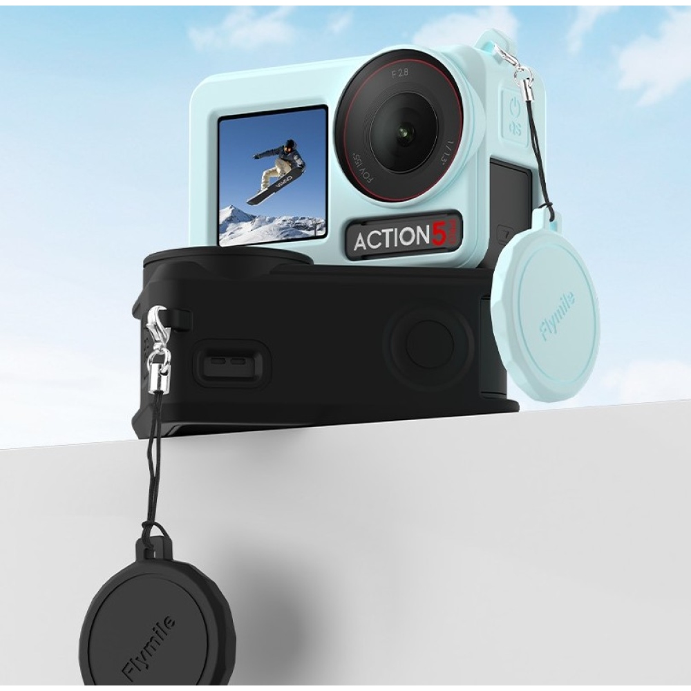 FLYMILE silikónový ochranný obal s krytkou objektívu pre DJI Osmo Action 5 Pro - modrý