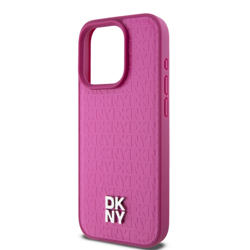 DKNY PU Leather Repeat Pattern Stack Logo Magsafe Zadný Kryt pre iPhone 15 Pro Max Pink