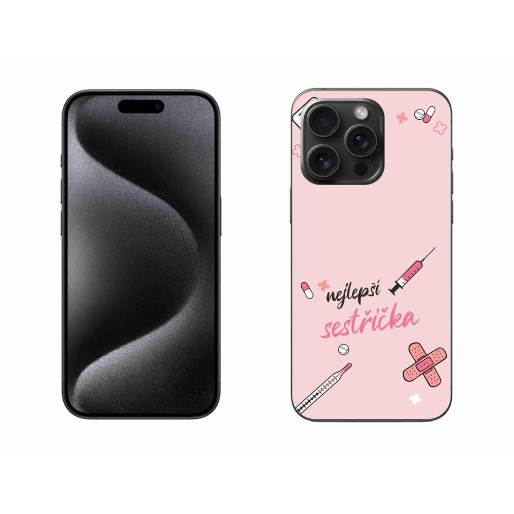 Gélový kryt mmCase na iPhone 15 Pro Max - najlepšia sestrička ružové pozadie