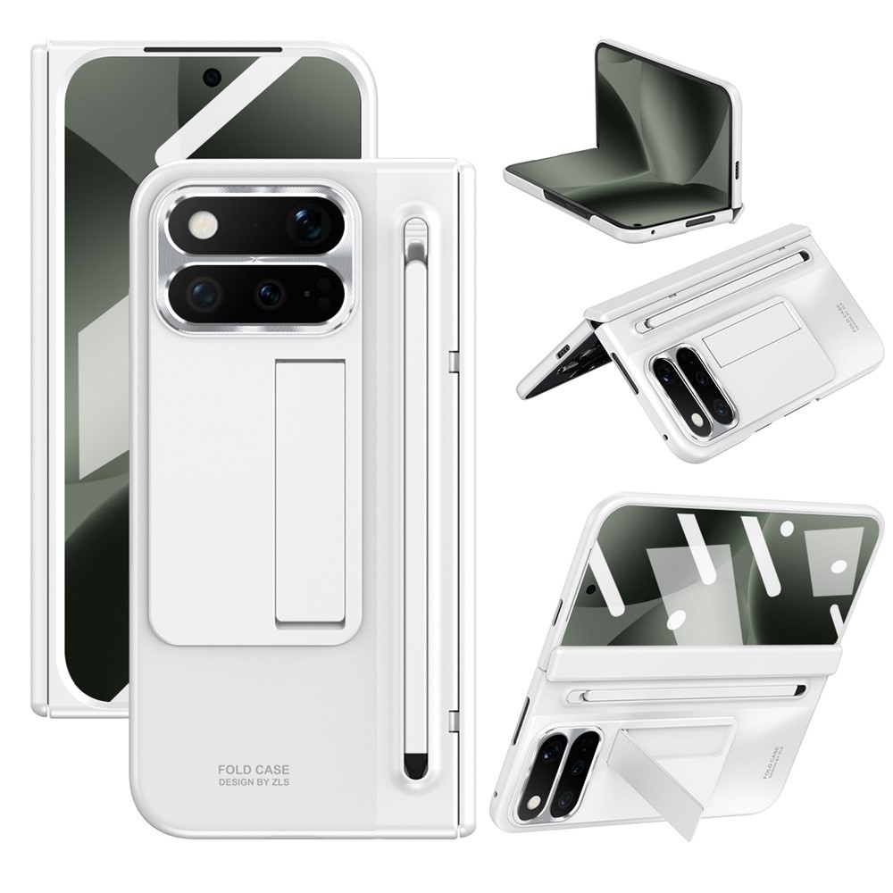 Hinge plastový kryt so stylusom a ochranou displeja na Google Pixel 11 Pro Fold - biely