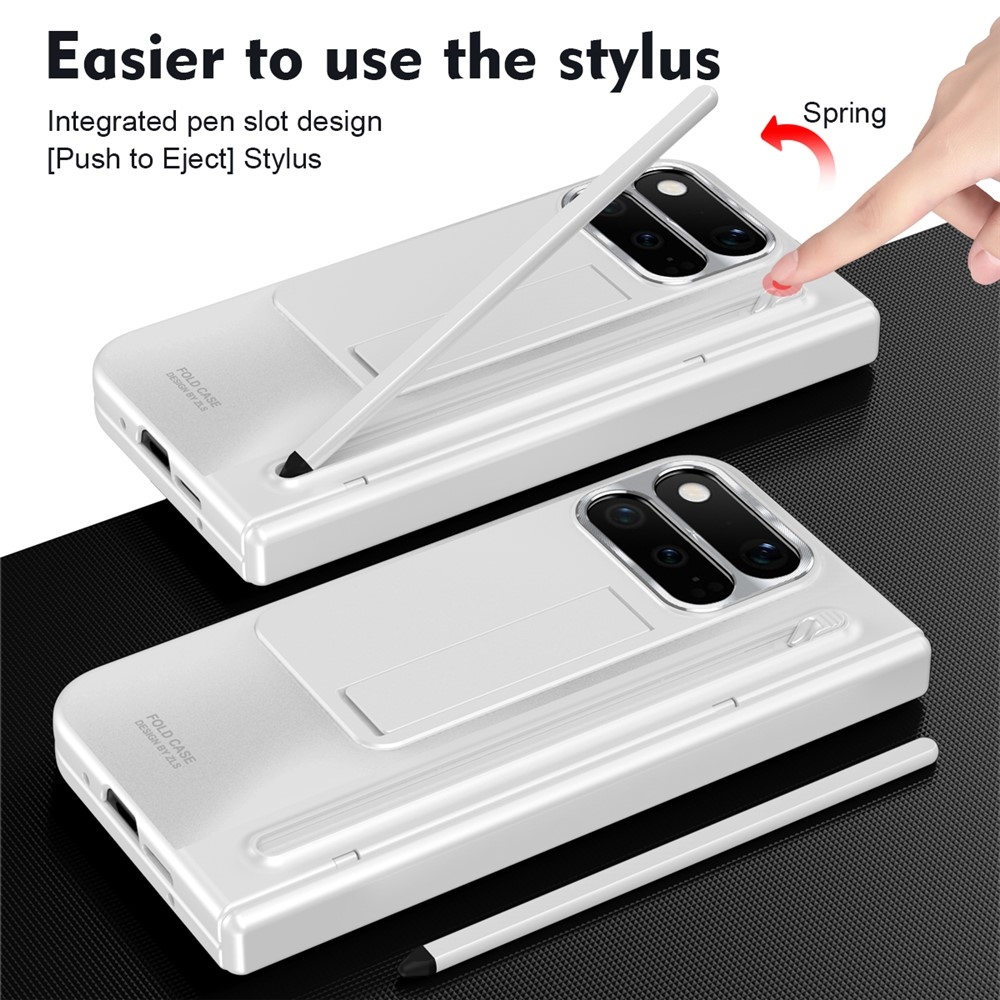 Hinge plastový kryt so stylusom a ochranou displeja na Google Pixel 11 Pro Fold - biely