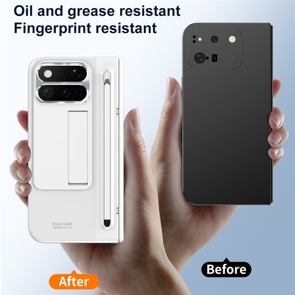 Hinge plastový kryt so stylusom a ochranou displeja na Google Pixel 11 Pro Fold - biely