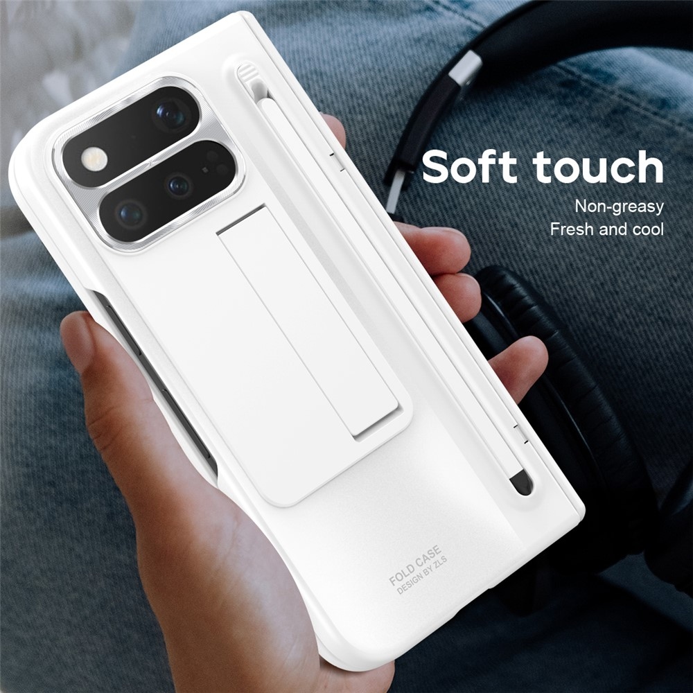 Hinge plastový kryt so stylusom a ochranou displeja na Google Pixel 11 Pro Fold - biely