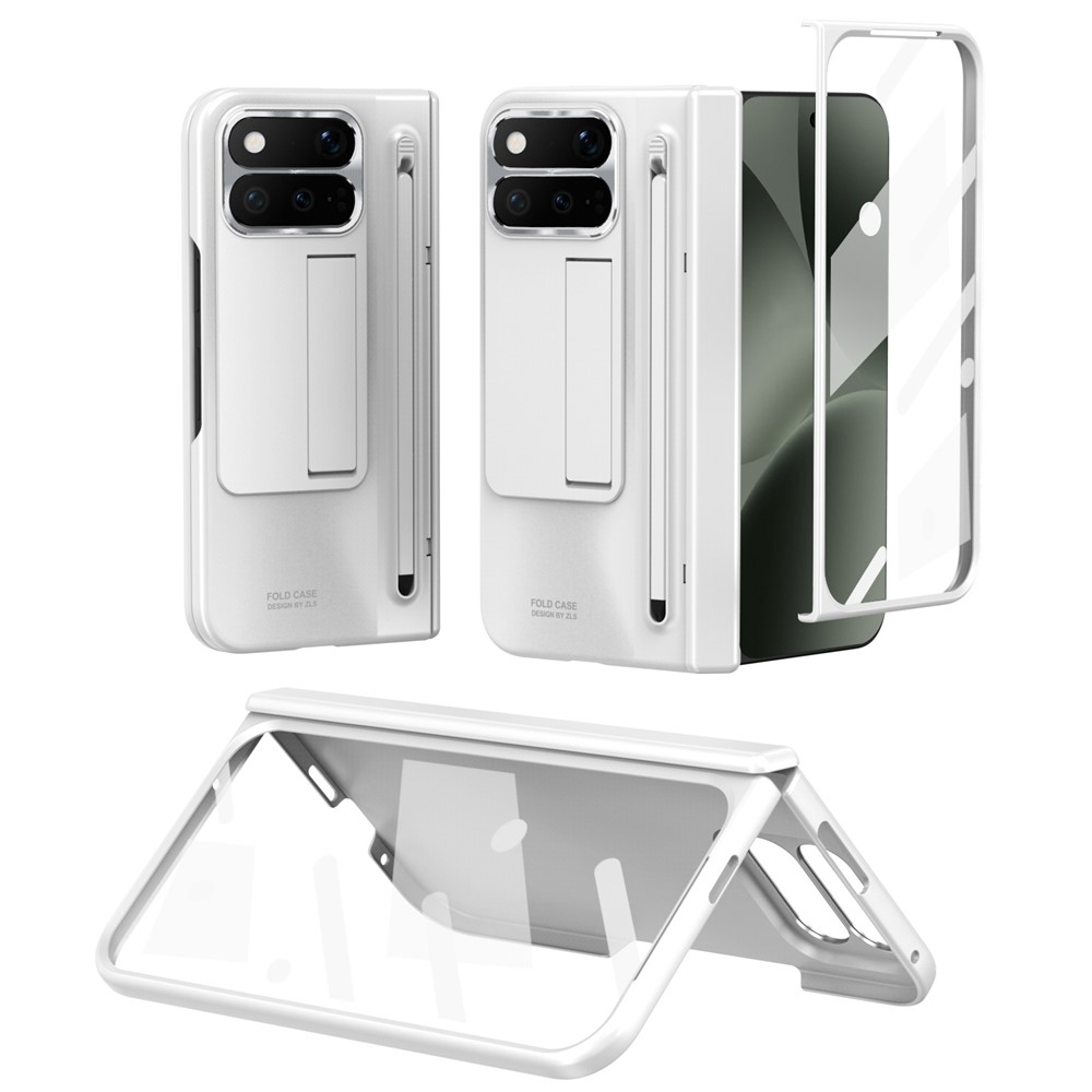 Hinge plastový kryt so stylusom a ochranou displeja na Google Pixel 11 Pro Fold - biely