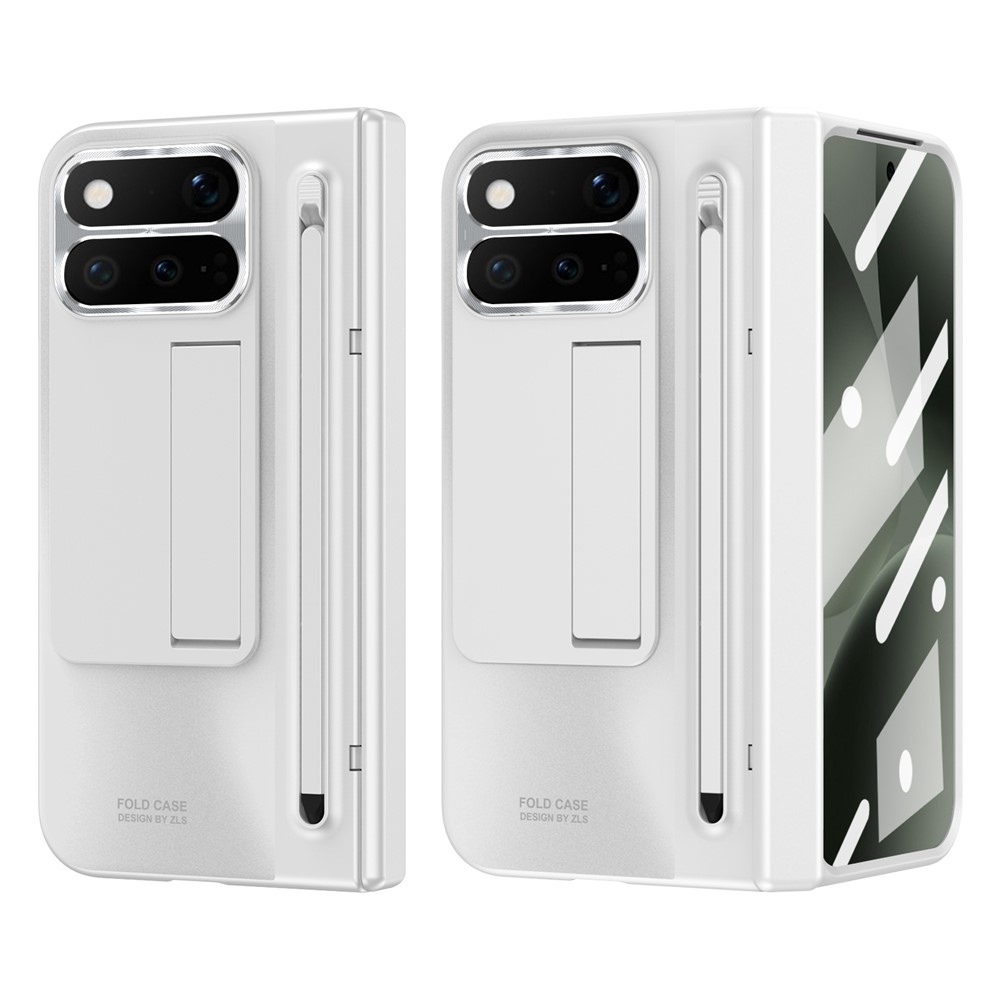 Hinge plastový kryt so stylusom a ochranou displeja na Google Pixel 11 Pro Fold - biely