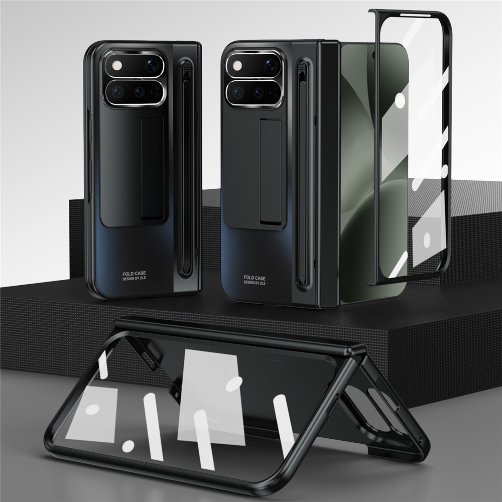 Hinge plastový kryt so stylusom a ochranou displeja na Google Pixel 11 Pro Fold - čierny