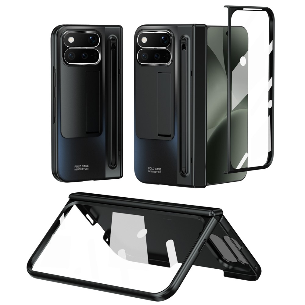 Hinge plastový kryt so stylusom a ochranou displeja na Google Pixel 11 Pro Fold - čierny