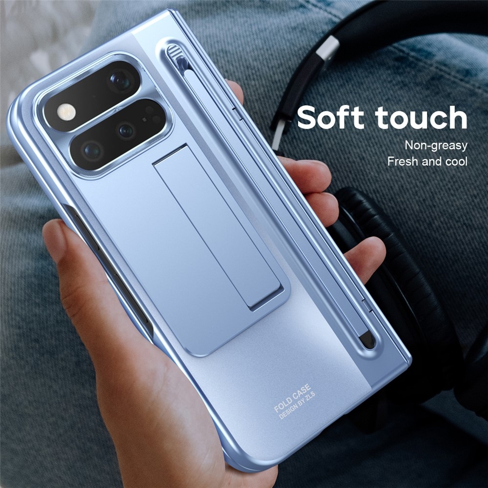 Hinge plastový kryt so stylusom a ochranou displeja na Google Pixel 11 Pro Fold - modrý