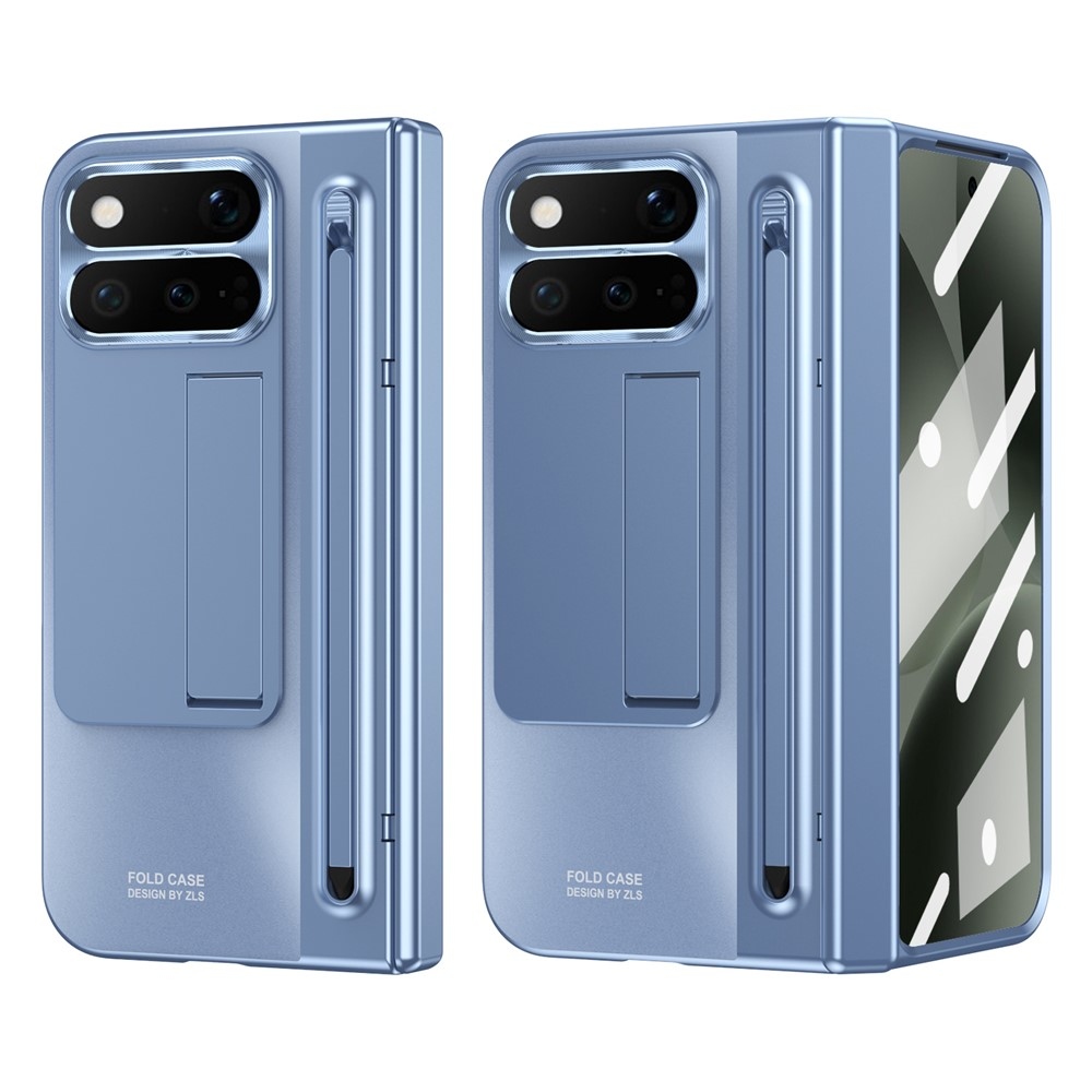 Hinge plastový kryt so stylusom a ochranou displeja na Google Pixel 11 Pro Fold - modrý