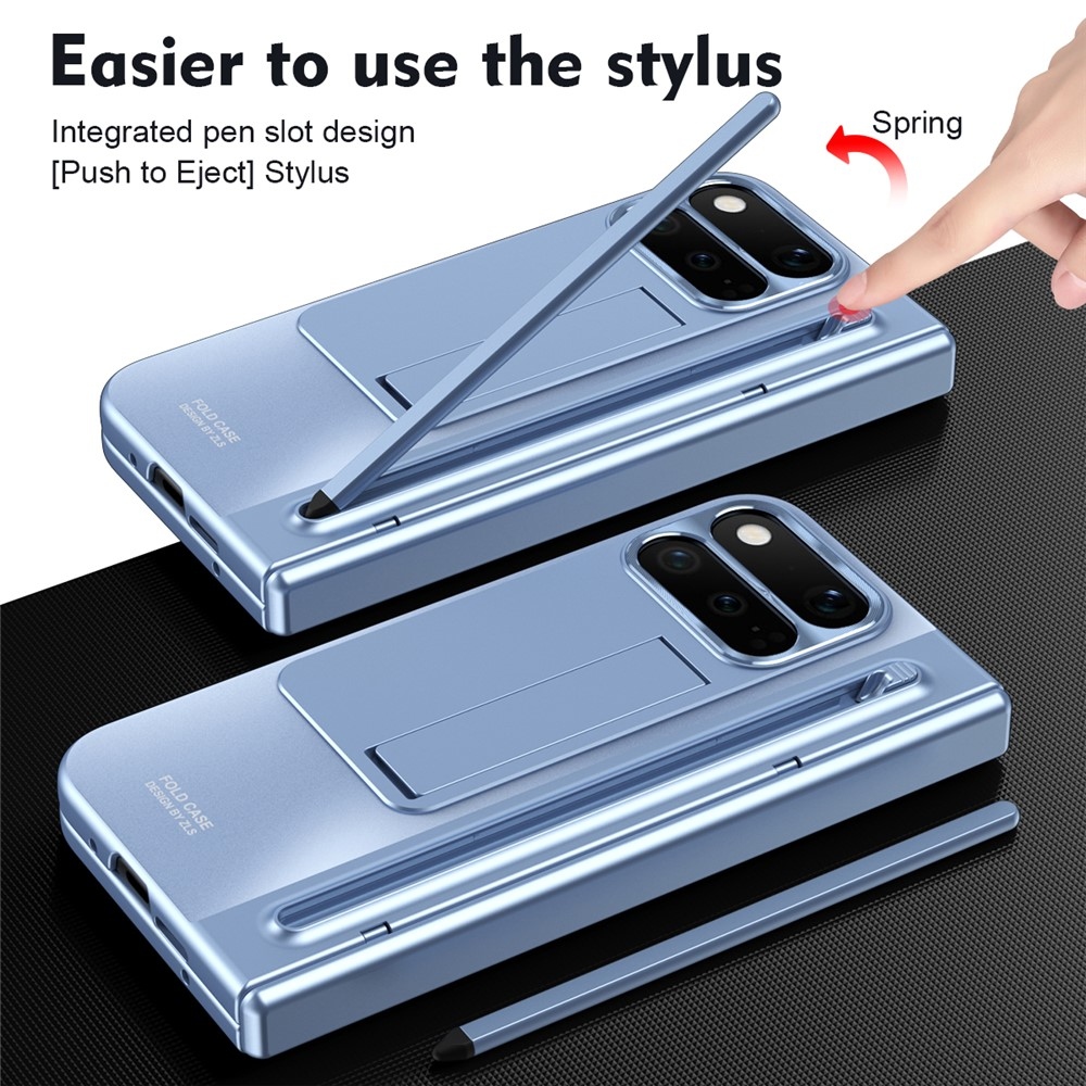 Hinge plastový kryt so stylusom a ochranou displeja na Google Pixel 11 Pro Fold - modrý