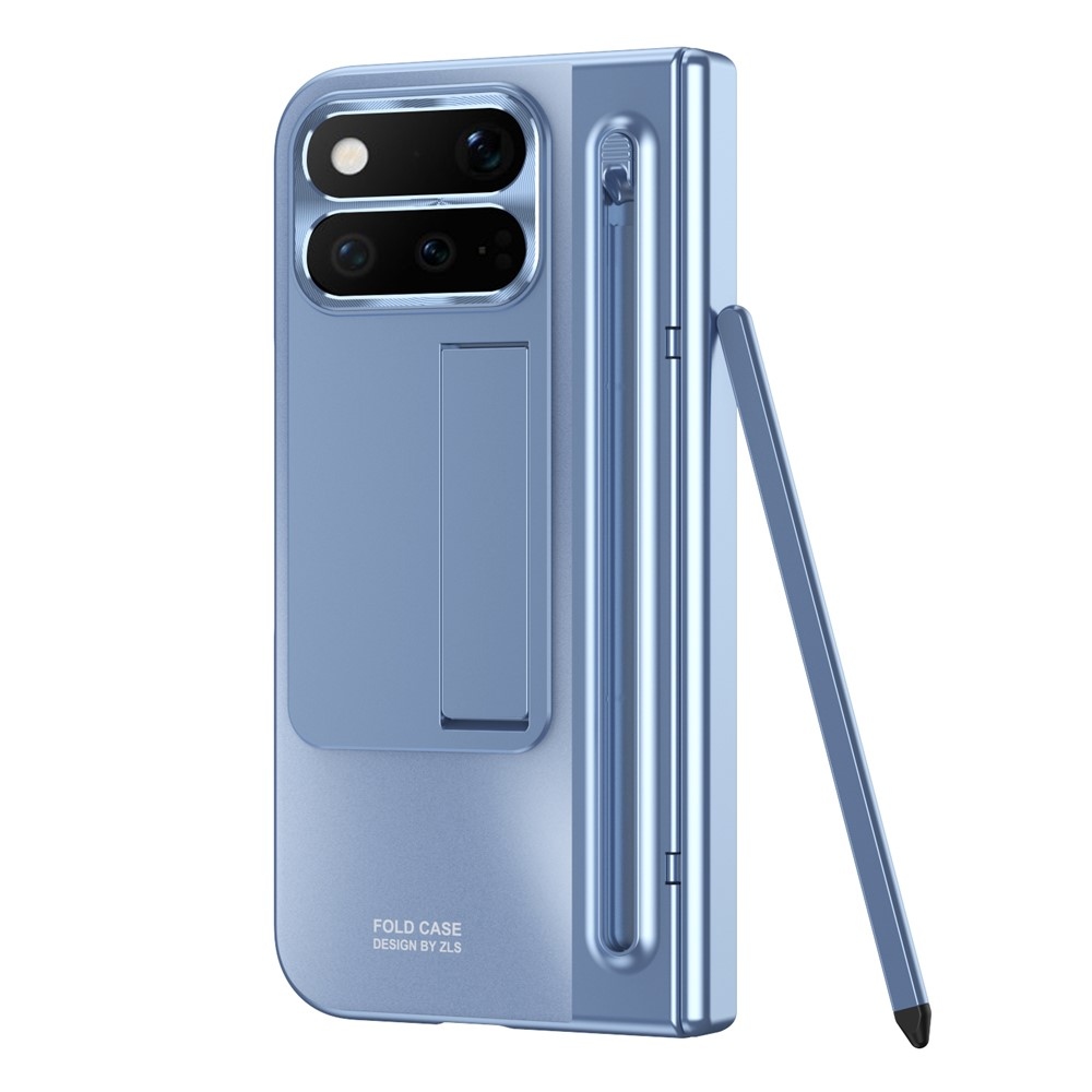 Hinge plastový kryt so stylusom a ochranou displeja na Google Pixel 11 Pro Fold - modrý