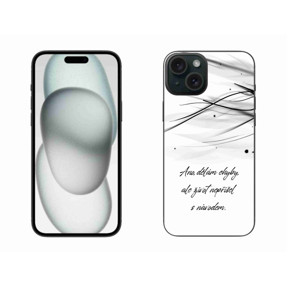 Gélový kryt mmCase na iPhone 15 Plus - citát biele pozadie