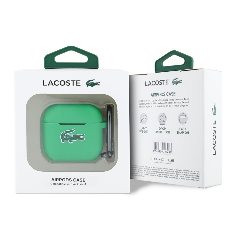 Lacoste Liquid Silicone Croc Logo Case pre AirPods 4 Green