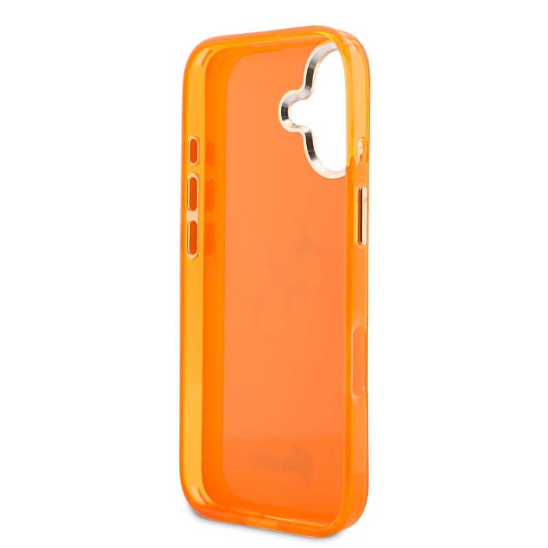 Guess IML 4G Script Metal Logo Zadný kryt pre iPhone 17 Orange