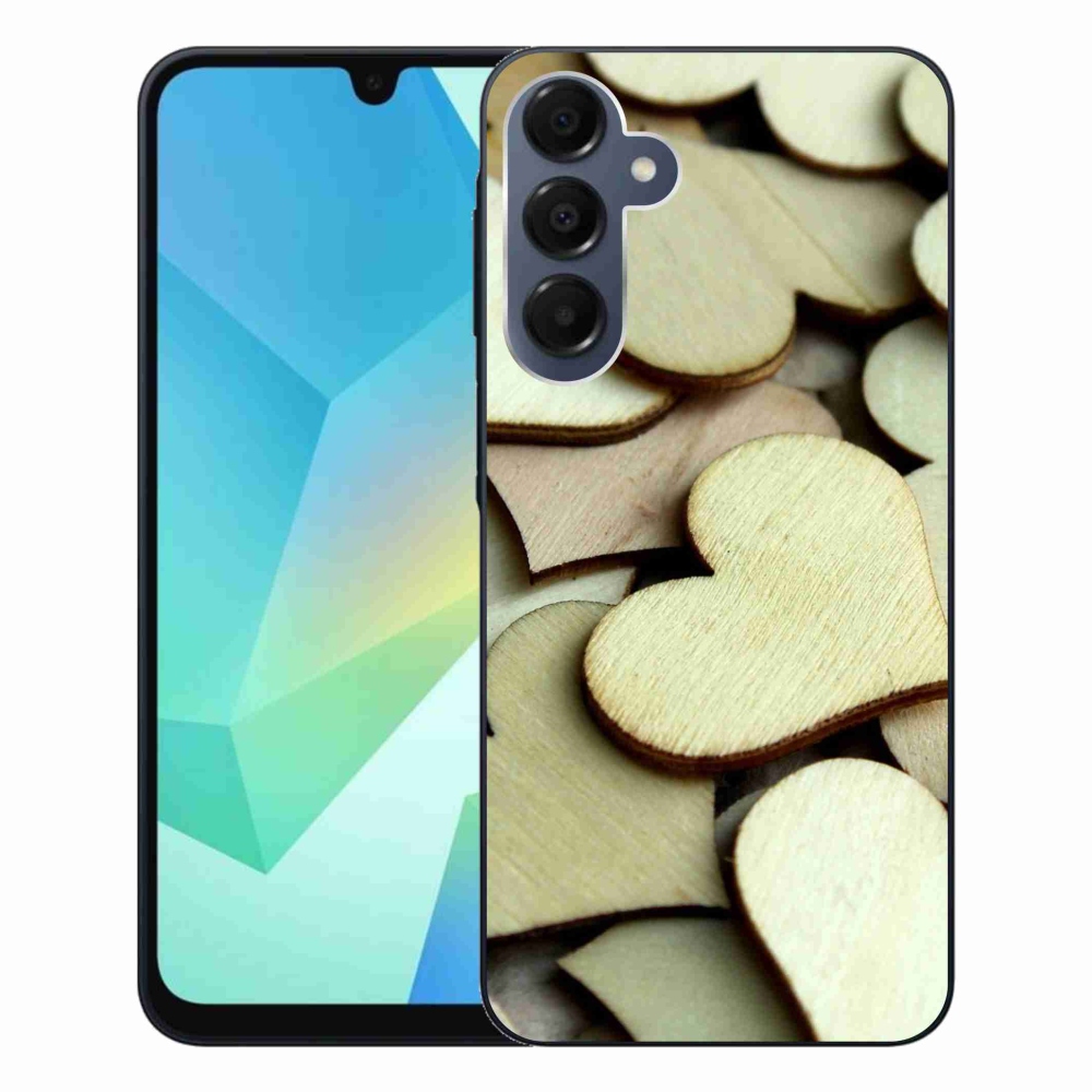 Gélový kryt mmCase na Samsung Galaxy A16 4G/5G - drevené srdiečka