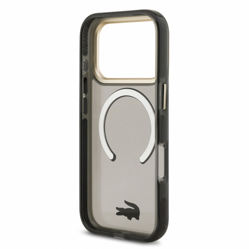 Lacoste IML Shockproof Petit Pique Gold Logo MagSafe zadný kryt pre iPhone 18 Pro Black