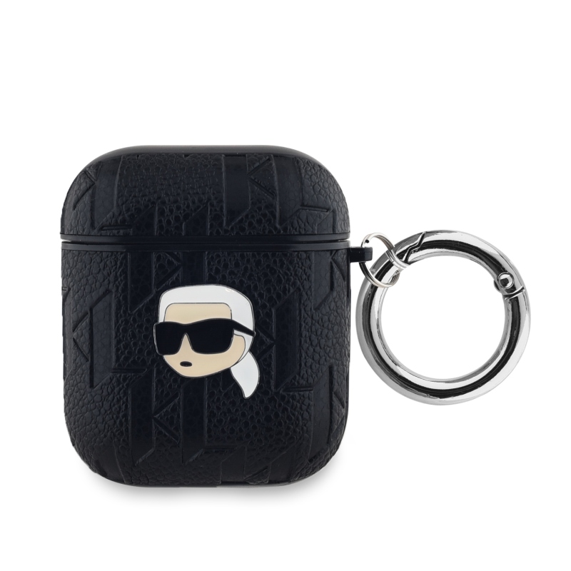 Karl Lagerfeld PU Embossed Karl Head Puzdro pre AirPods 1/2 Black