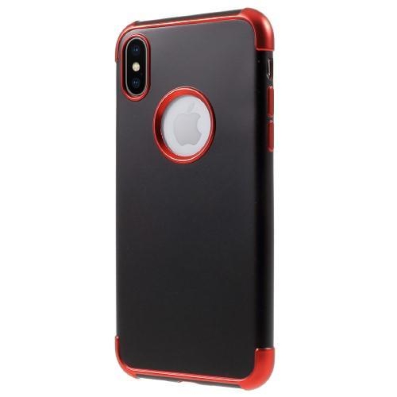 Hladký gélový obal s kontrastným lemom na iPhone X - červený