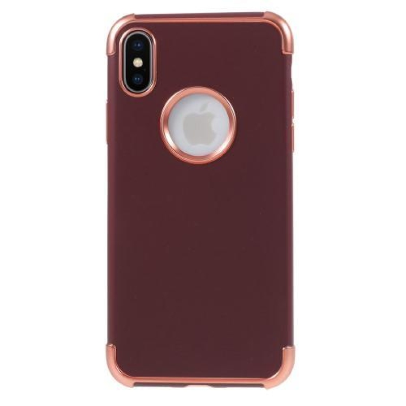 Hladký gélový obal s kontrastným lemom na iPhone X - ružovozlatá
