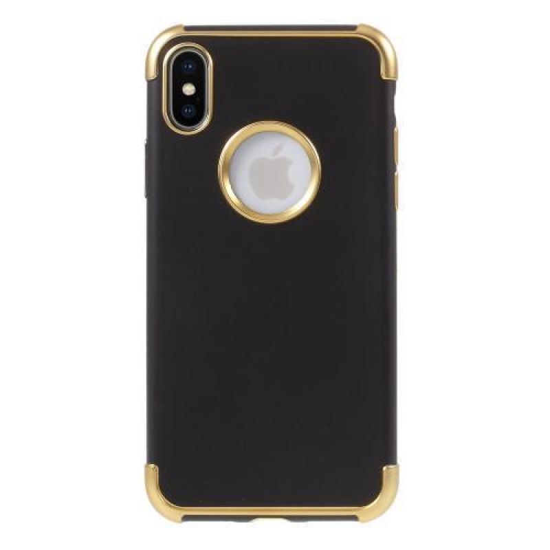 Hladký gélový obal s kontrastným lemom na iPhone X - zlatý