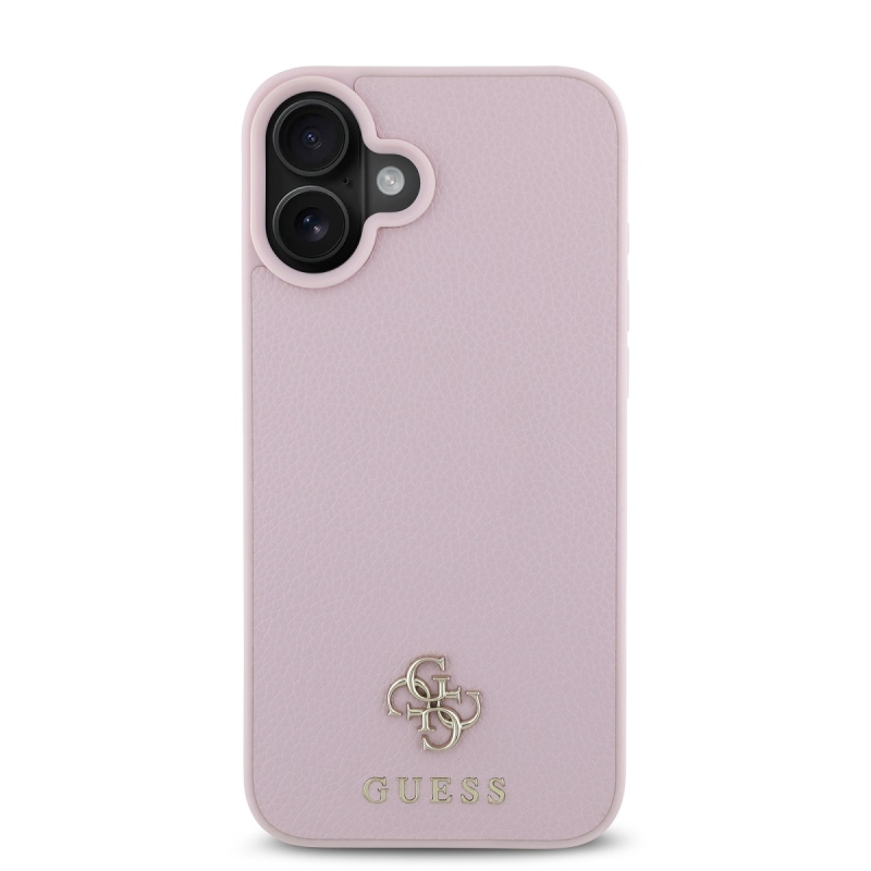 Guess PU Grained 4G Small Metal Logo MagSafe Zadný Kryt pre iPhone 16 Pink