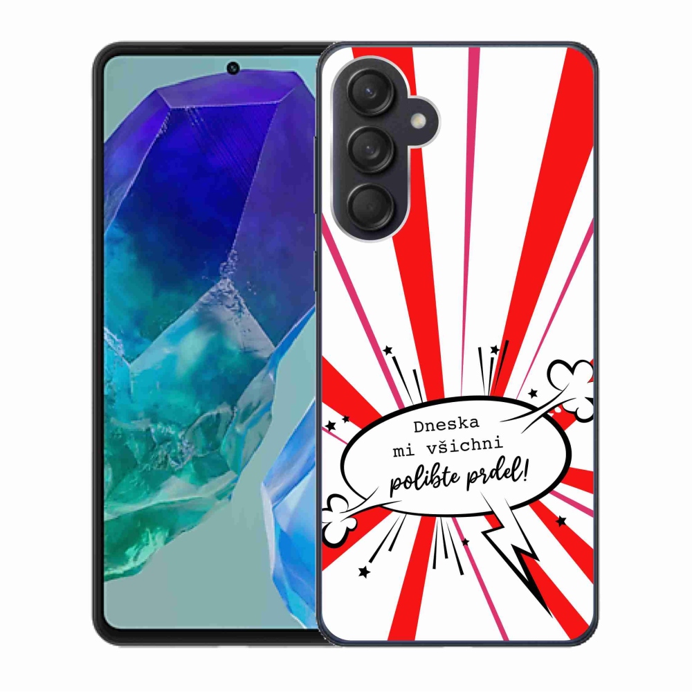 Gélový kryt mmCase na Samsung Galaxy M55 5G - vtipný text 15 biele pozadie